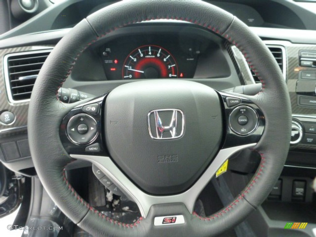 2013 Honda Civic Si Coupe Black Steering Wheel Photo #76848315