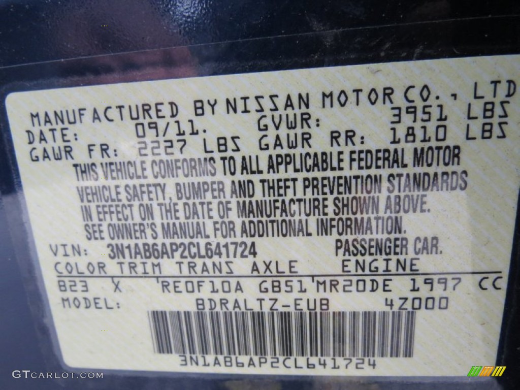 2012 Sentra 2.0 S - Blue Onyx / Charcoal photo #23