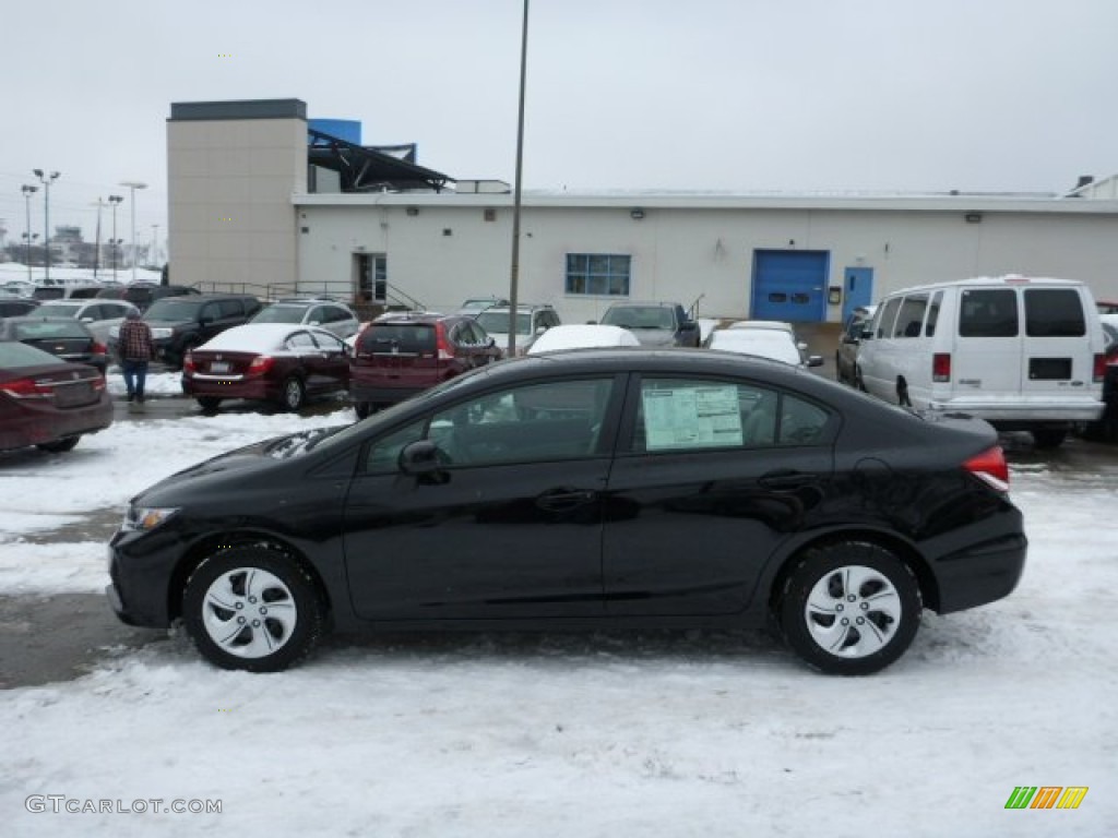 2013 Civic LX Sedan - Crystal Black Pearl / Gray photo #1