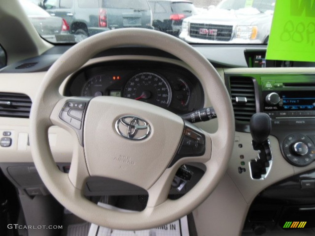 2012 Toyota Sienna LE Light Gray Steering Wheel Photo #76848996