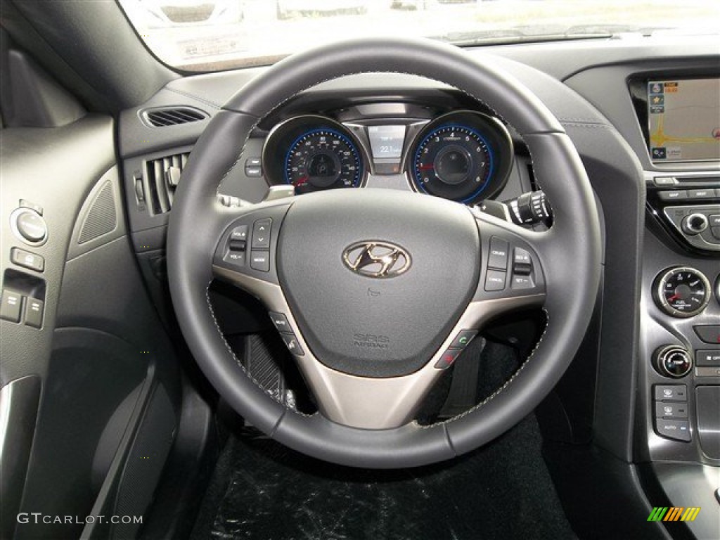 2013 Hyundai Genesis Coupe 2.0T Premium Gray Leather/Gray Cloth Steering Wheel Photo #76850424