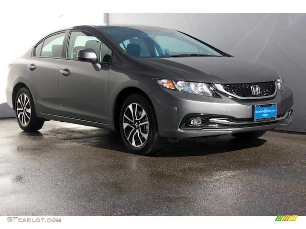 2013 Civic EX-L Sedan - Polished Metal Metallic / Gray photo #1