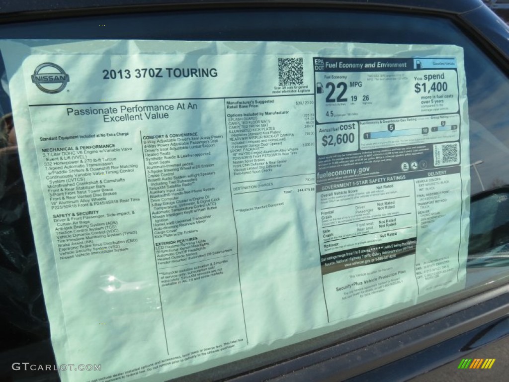 2013 Nissan 370Z Sport Touring Coupe Window Sticker Photo #76855212
