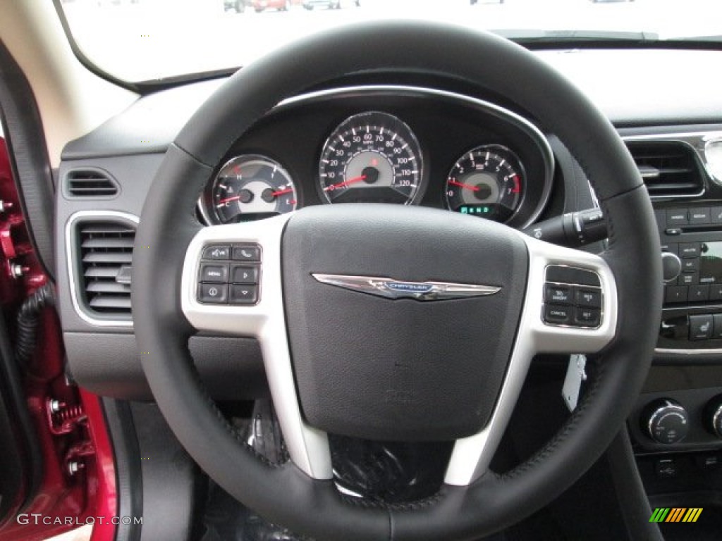2013 Chrysler 200 Limited Sedan Black/Light Frost Beige Steering Wheel Photo #76858308