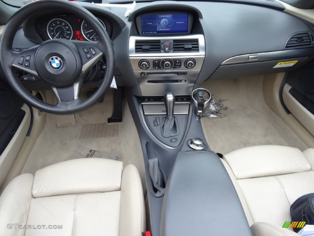 2005 BMW 6 Series 645i Convertible Cream Beige Dashboard Photo #76858334