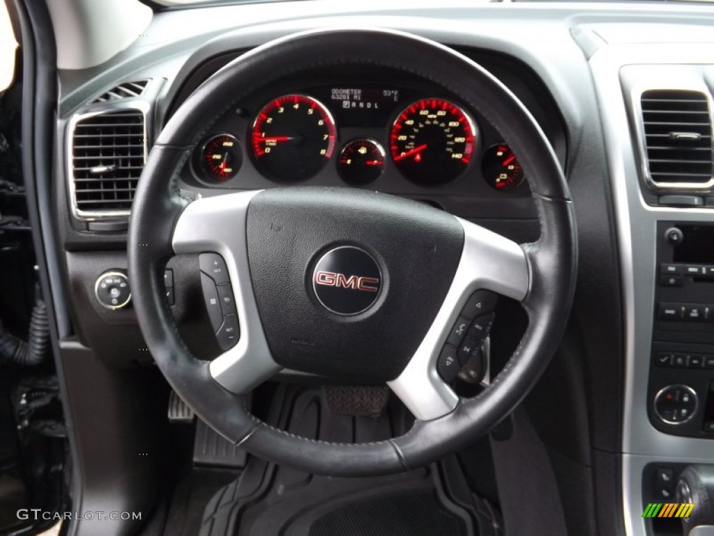 2011 GMC Acadia SLT AWD Ebony Steering Wheel Photo #76859269