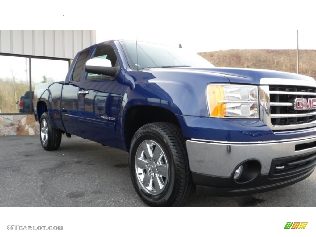 2013 Sierra 1500 SLE Extended Cab 4x4 - Heritage Blue Metallic / Ebony photo #2