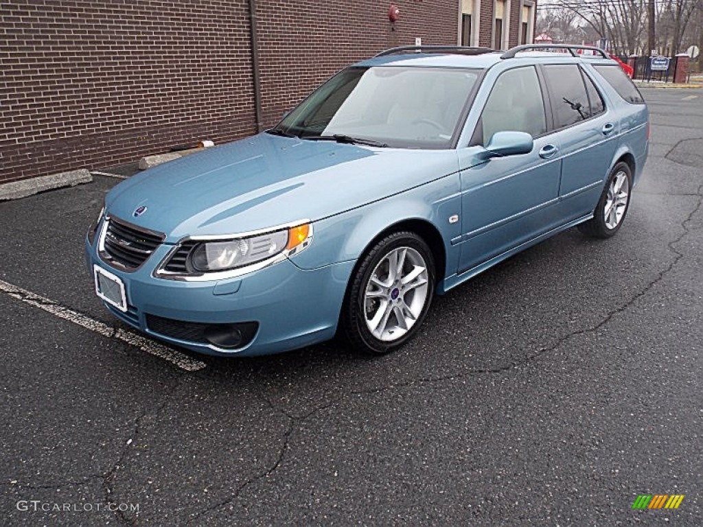 2008 9-5 Aero SportCombi - Ice Blue Metallic / Parchment photo #1