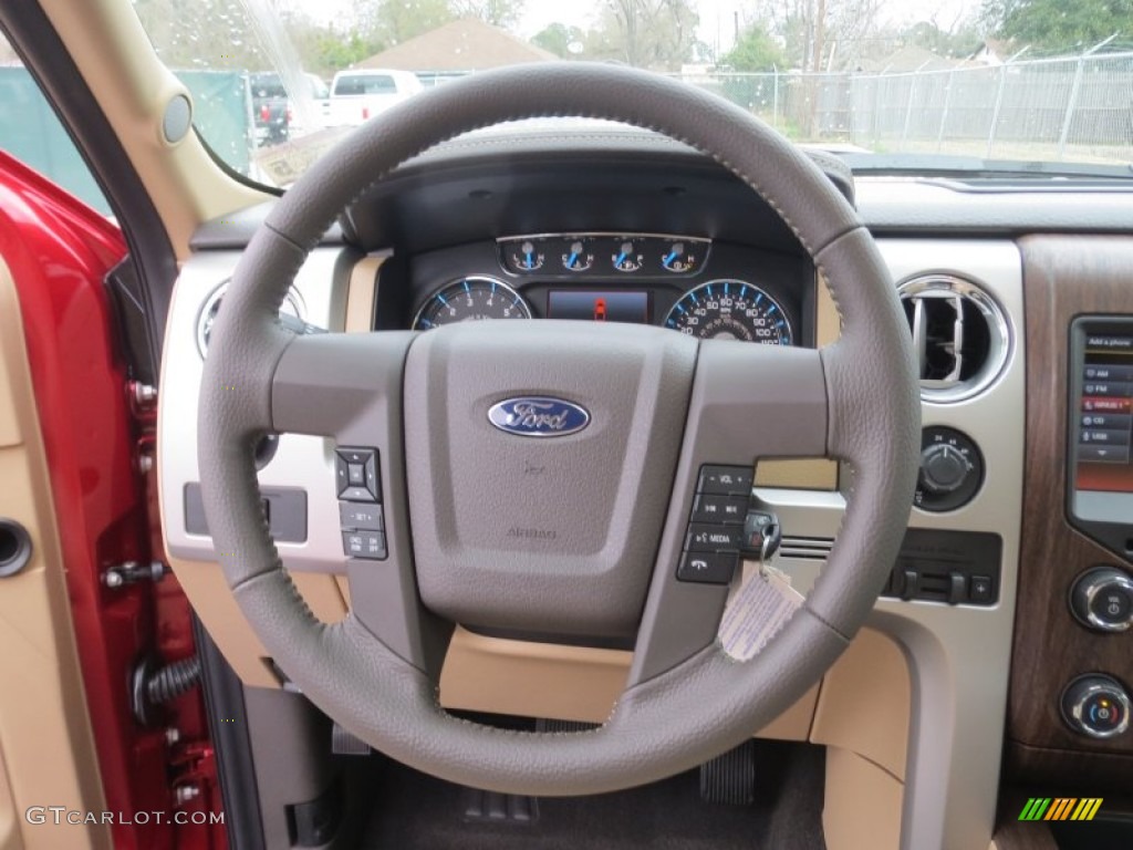 2013 Ford F150 Lariat SuperCrew 4x4 Adobe Steering Wheel Photo #76870460