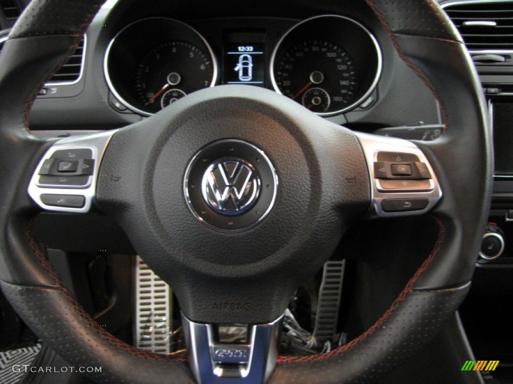 2010 Volkswagen GTI 4 Door Interlagos Plaid Cloth Steering Wheel Photo #76871569