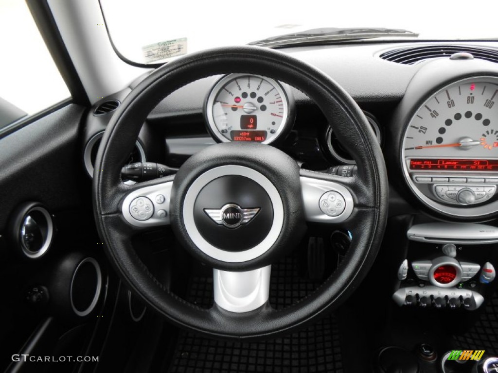 2009 Mini Cooper S Hardtop Lounge Carbon Black Leather Steering Wheel Photo #76872699