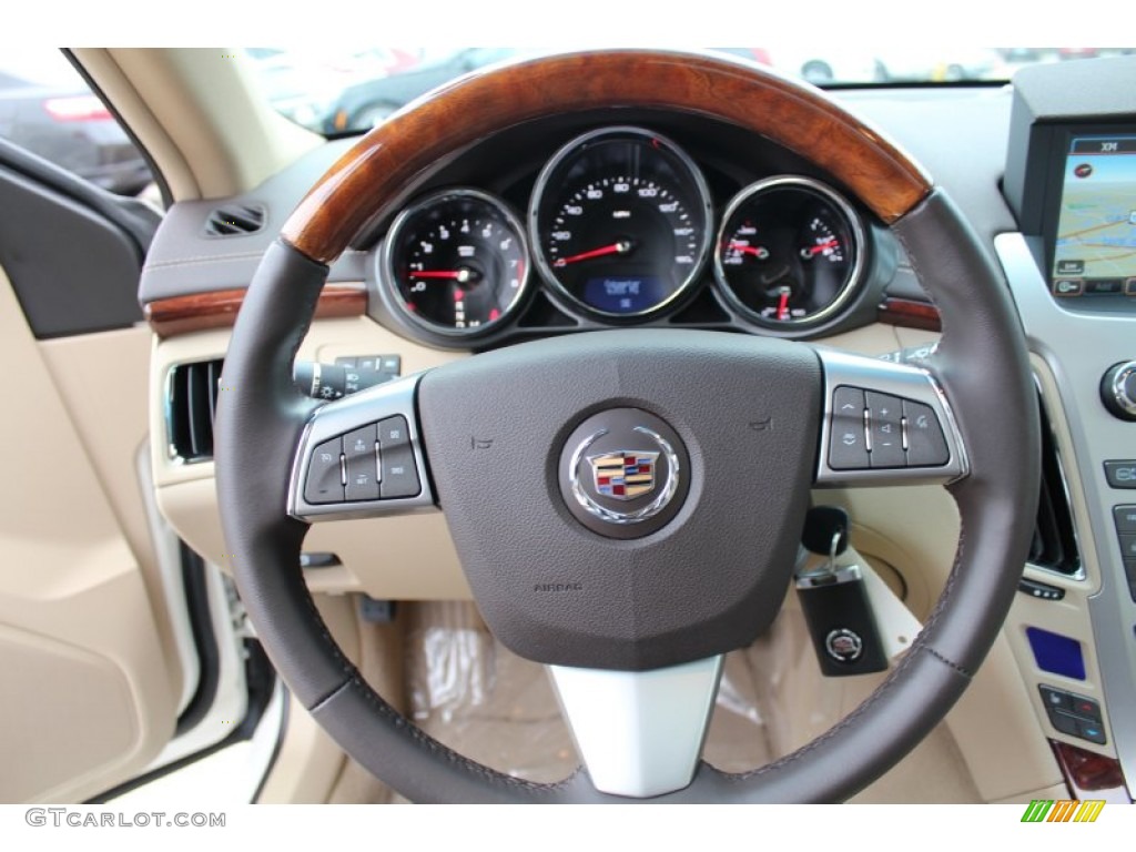 2012 Cadillac CTS 3.0 Sport Wagon Cashmere/Cocoa Steering Wheel Photo #76875744