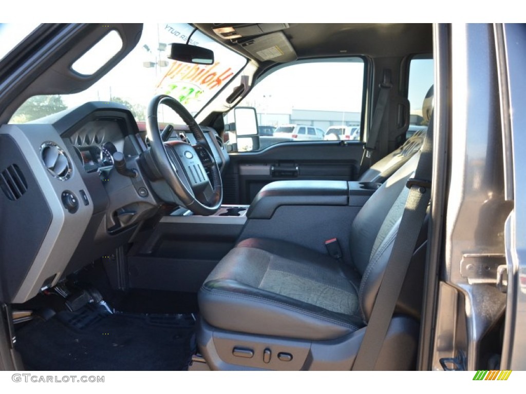 Black Two Tone Leather Interior 2011 Ford F250 Super Duty Lariat Crew Cab 4x4 Photo #76878741