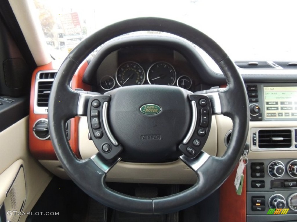 2009 Land Rover Range Rover HSE Sand/Jet Steering Wheel Photo #76878896