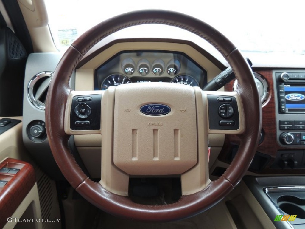 2011 Ford F250 Super Duty King Ranch Crew Cab 4x4 Chaparral Leather Steering Wheel Photo #76879479