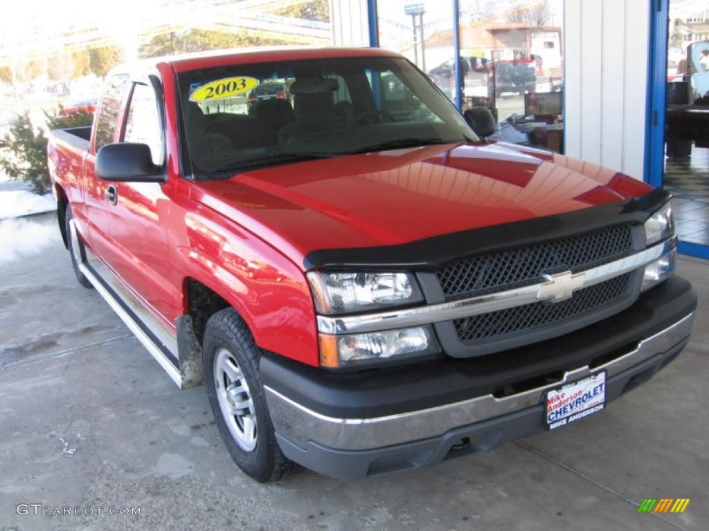 2003 Silverado 1500 LS Extended Cab - Victory Red / Dark Charcoal photo #1