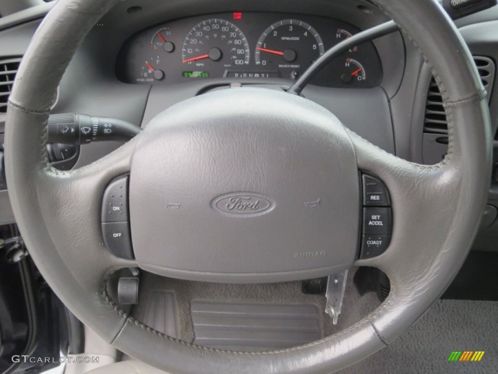 1999 Ford F150 Lariat Extended Cab 4x4 Medium Graphite Steering Wheel Photo #76881562