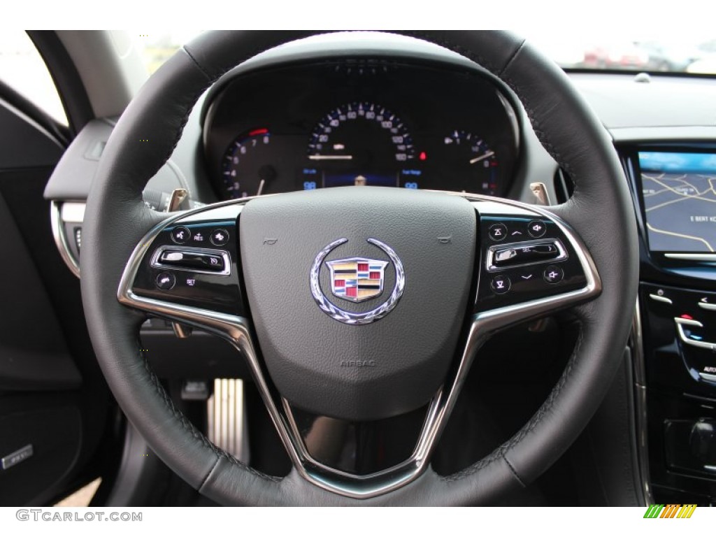 2013 Cadillac ATS 2.0L Turbo Performance Jet Black/Jet Black Accents Steering Wheel Photo #76881916