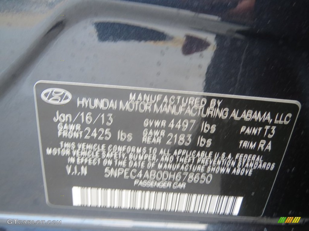 2013 Sonata SE 2.0T - Pacific Blue Pearl / Gray photo #36
