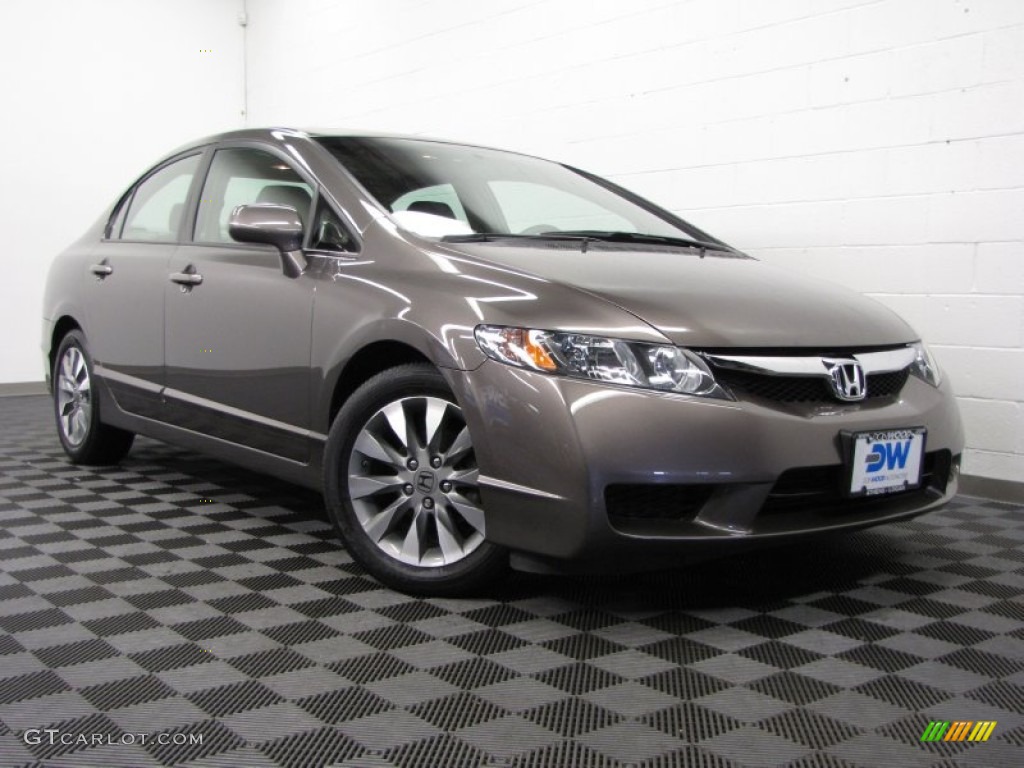 2010 Civic EX-L Sedan - Urban Titanium Metallic / Beige photo #1