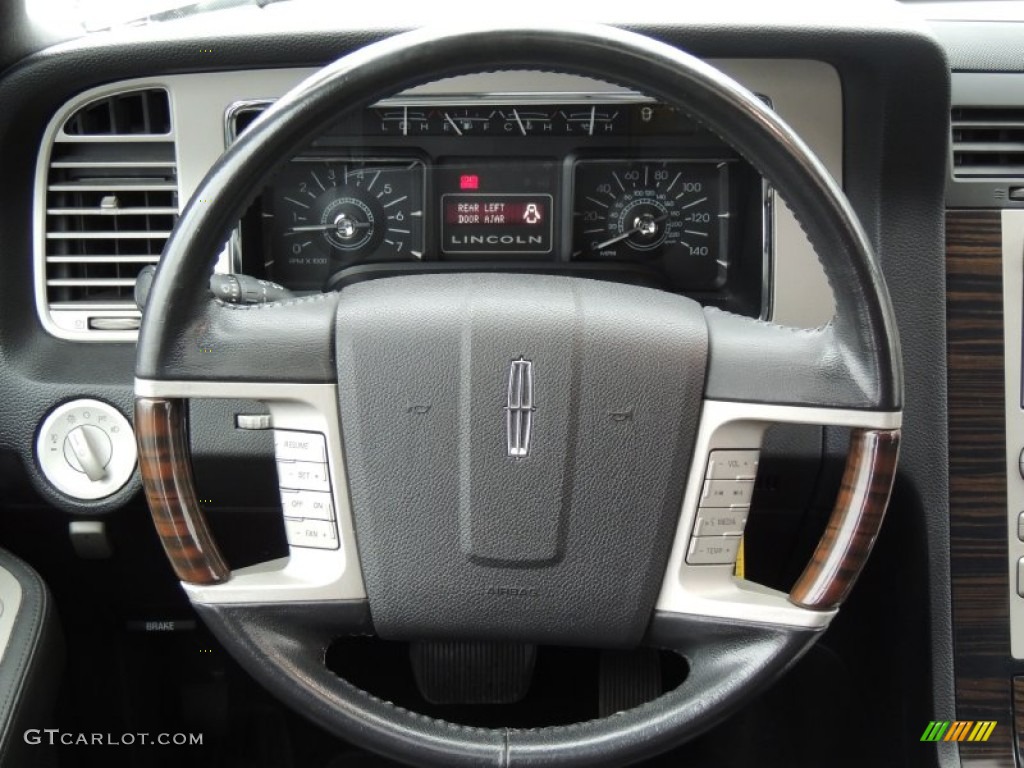 2007 Lincoln Navigator Ultimate 4x4 Charcoal/Caramel Steering Wheel Photo #76890311