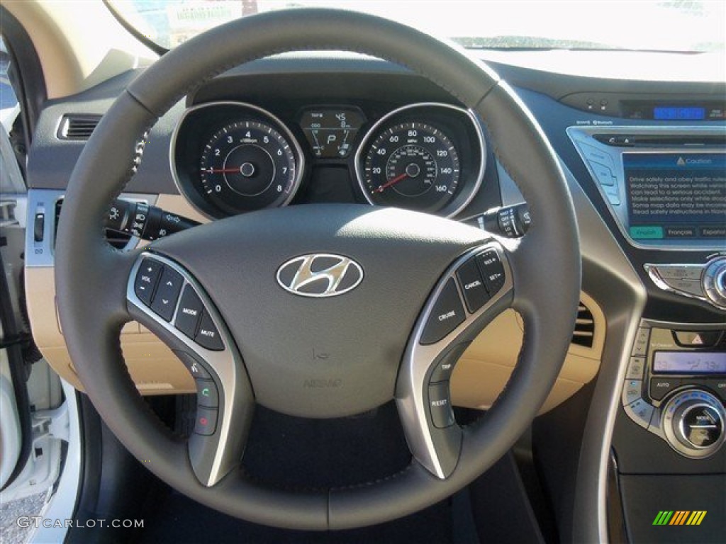 2013 Elantra Limited - Shimmering White / Beige photo #15
