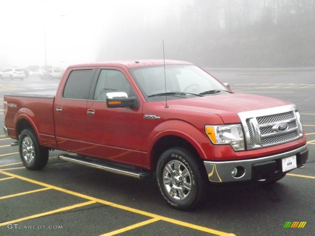 2010 F150 Lariat SuperCrew 4x4 - Red Candy Metallic / Medium Stone photo #8