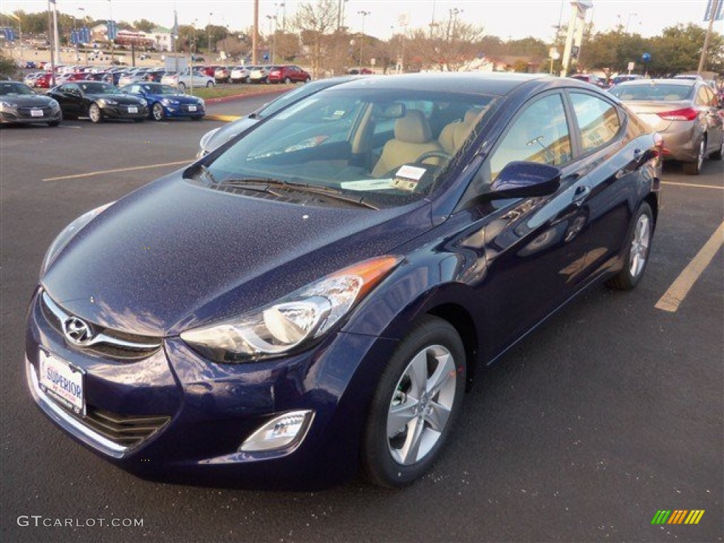 2013 Elantra GLS - Indigo Night / Beige photo #2