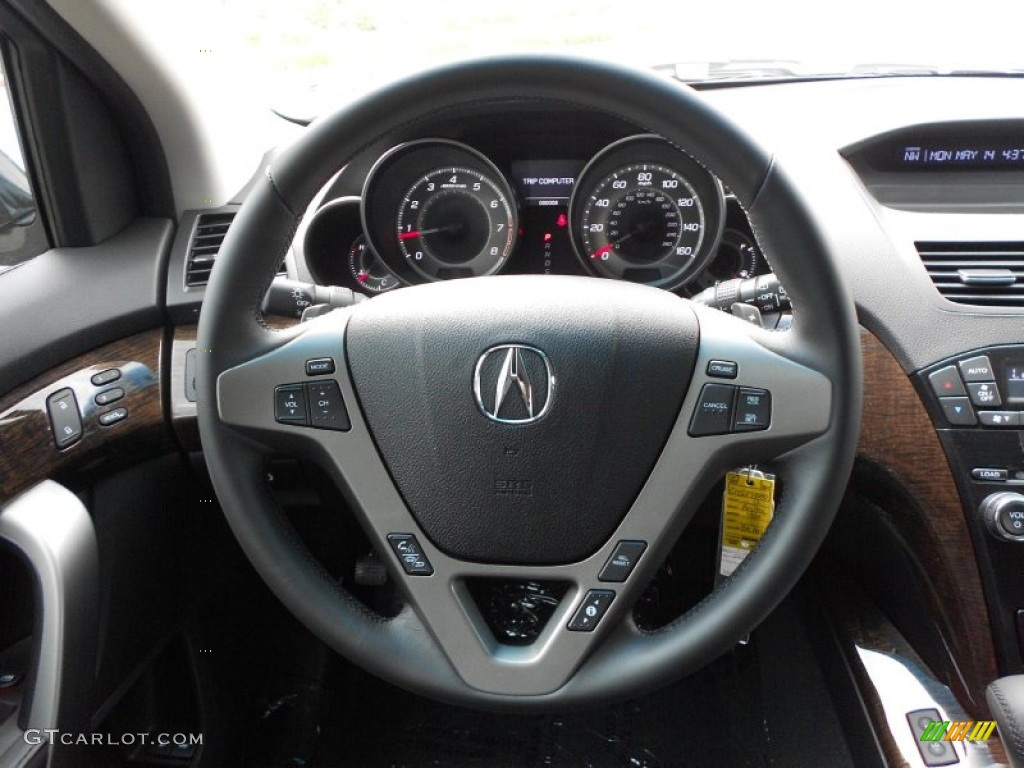 2012 Acura MDX SH-AWD Ebony Steering Wheel Photo #76892901