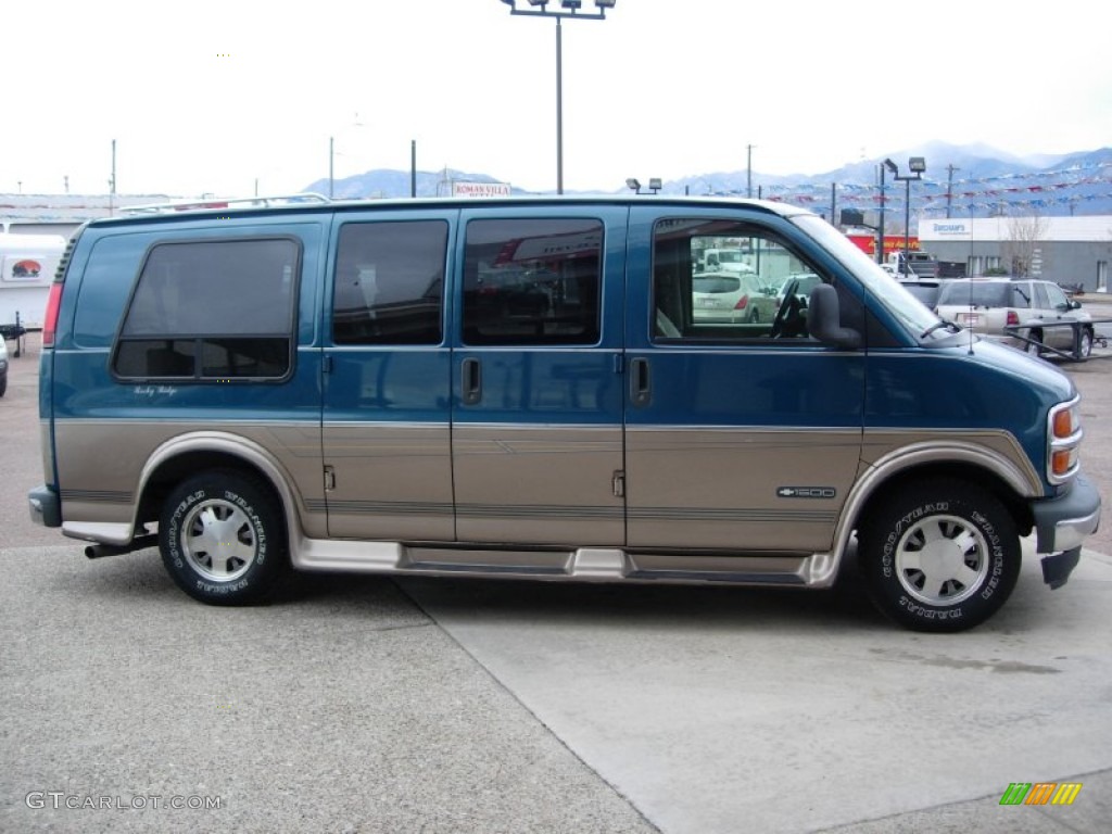 Light Stellar Blue Metallic 1997 Chevrolet Chevy Van G1500 Passenger Conversion Exterior Photo #76894701