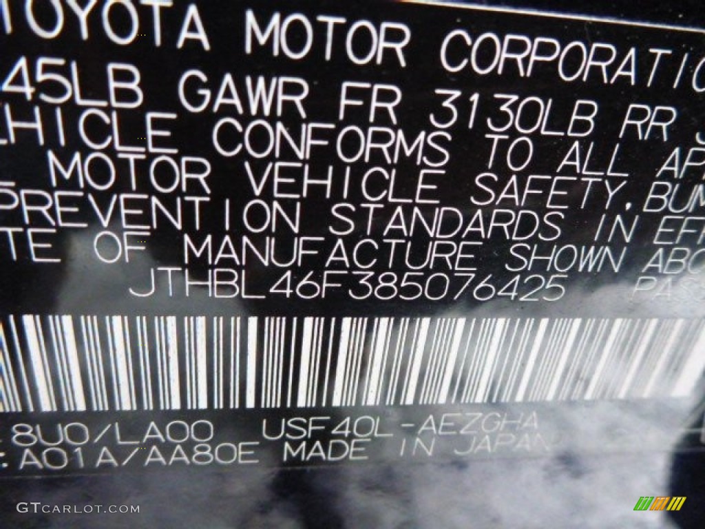 2008 LS Color Code 8U0 for Black Sapphire Blue Pearl Photo #76897501