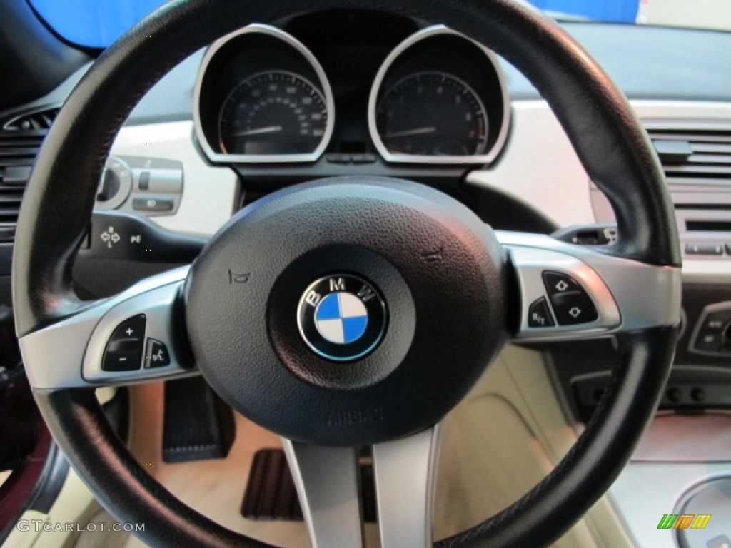 2004 BMW Z4 2.5i Roadster Beige Steering Wheel Photo #76898217