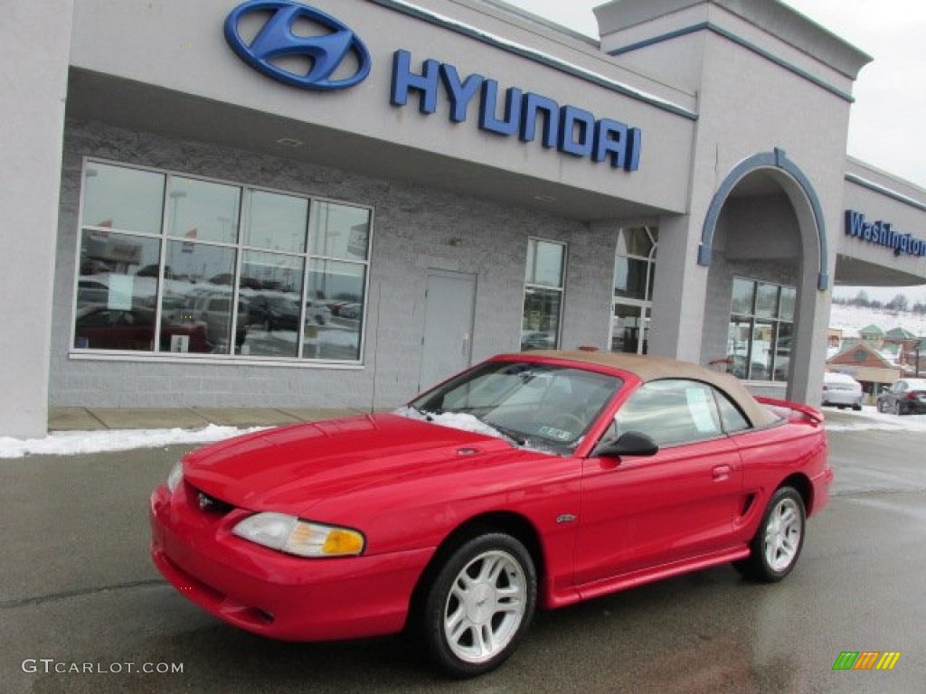 1998 Mustang GT Convertible - Vermillion Red / Saddle photo #1