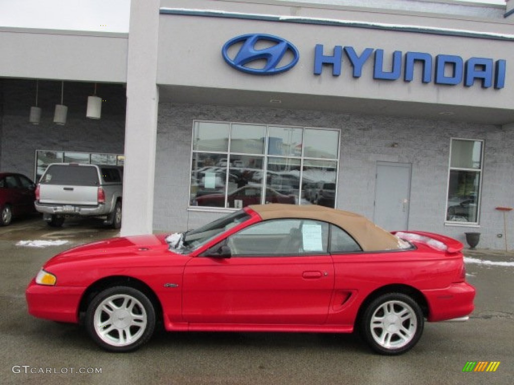 1998 Mustang GT Convertible - Vermillion Red / Saddle photo #4