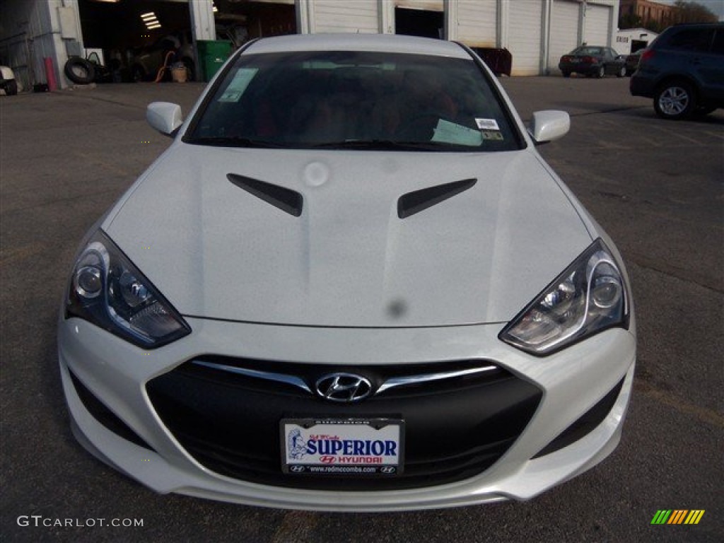 2013 Genesis Coupe 2.0T R-Spec - White Satin Pearl / Red Leather/Red Cloth photo #1