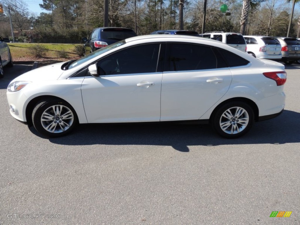 2012 Focus SEL Sedan - White Platinum Tricoat Metallic / Charcoal Black photo #2