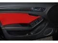 Black/Red 2010 Audi S4 3.0 quattro Sedan Door Panel