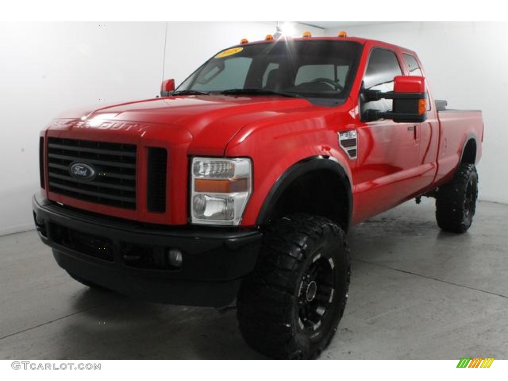 2008 F350 Super Duty Lariat SuperCab 4x4 - Bright Red / Black photo #1