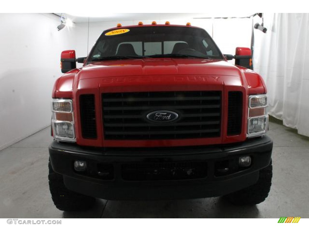 2008 F350 Super Duty Lariat SuperCab 4x4 - Bright Red / Black photo #3