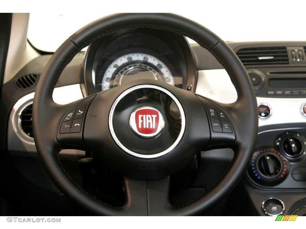 2012 Fiat 500 Pop Tessuto Grigio/Nero (Grey/Black) Steering Wheel Photo #76909911