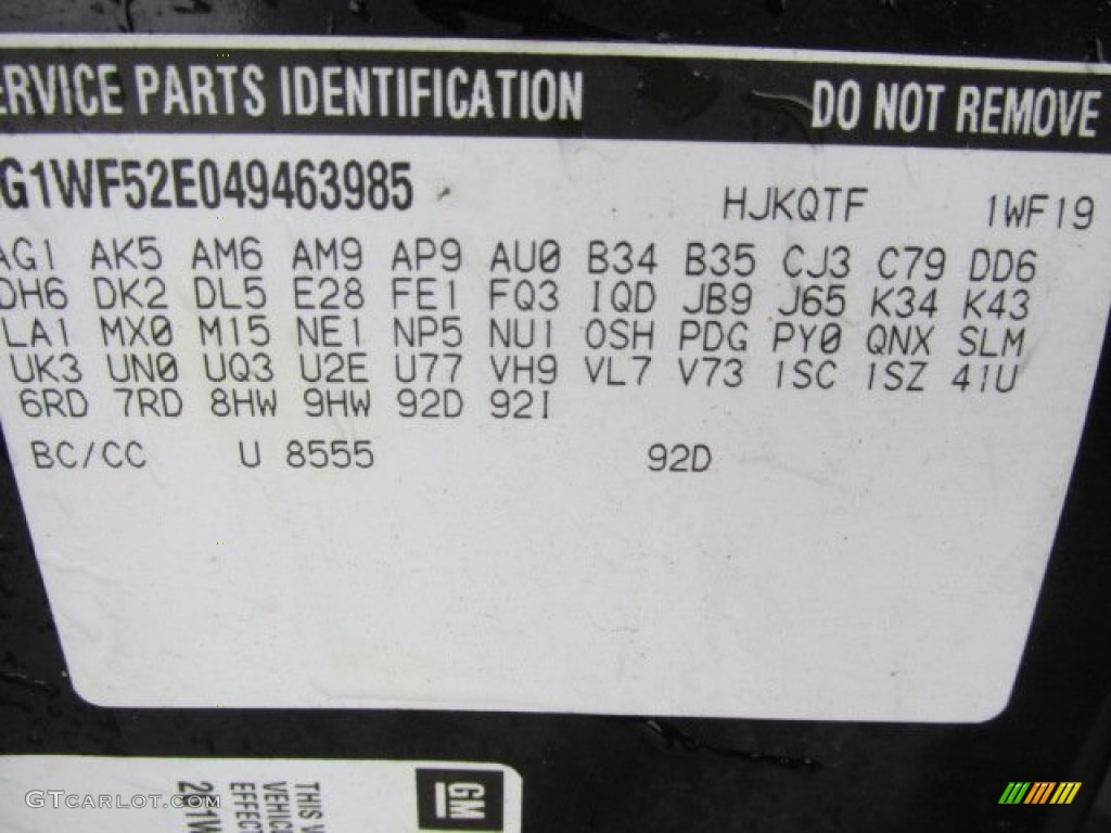 2004 Chevrolet Impala Standard Impala Model Color Code Photos