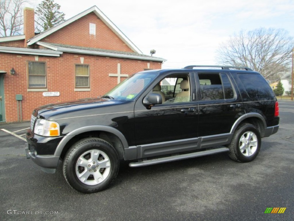 2003 Explorer XLT AWD - Black / Medium Parchment Beige photo #3