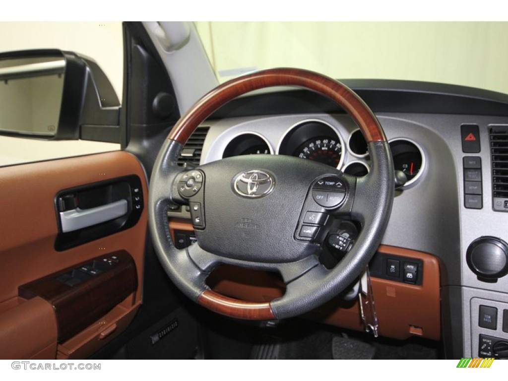 2011 Toyota Sequoia Platinum 4WD Red Rock Steering Wheel Photo #76912217