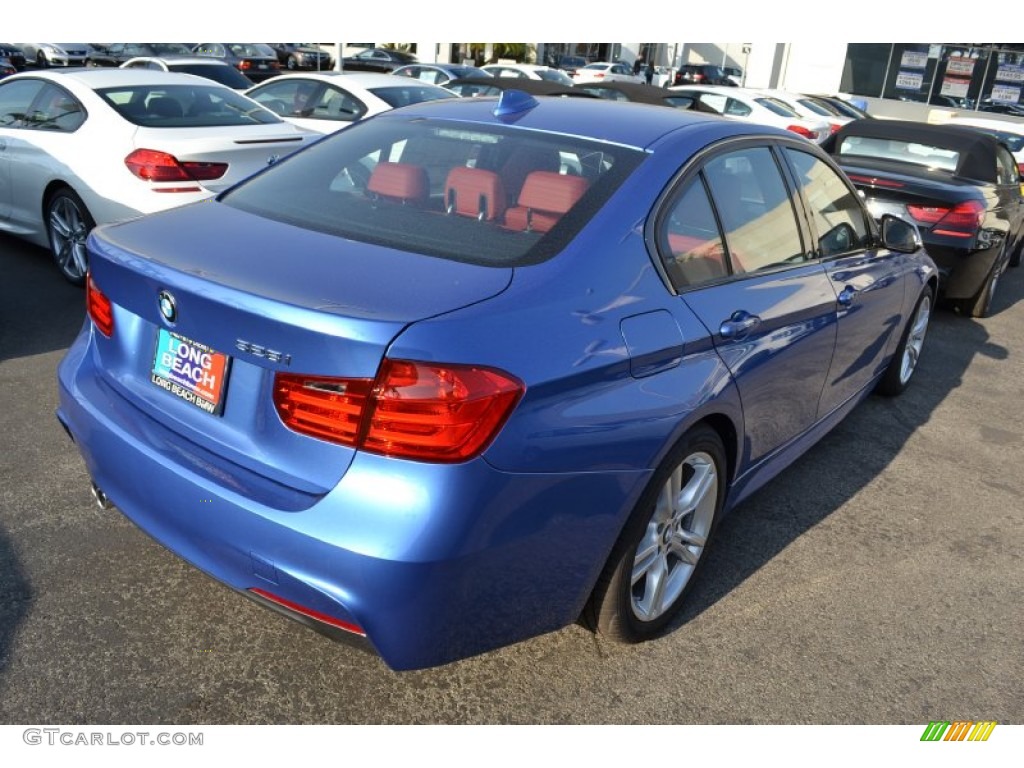 2013 3 Series 328i Sedan - Estoril Blue / Coral Red/Black photo #3