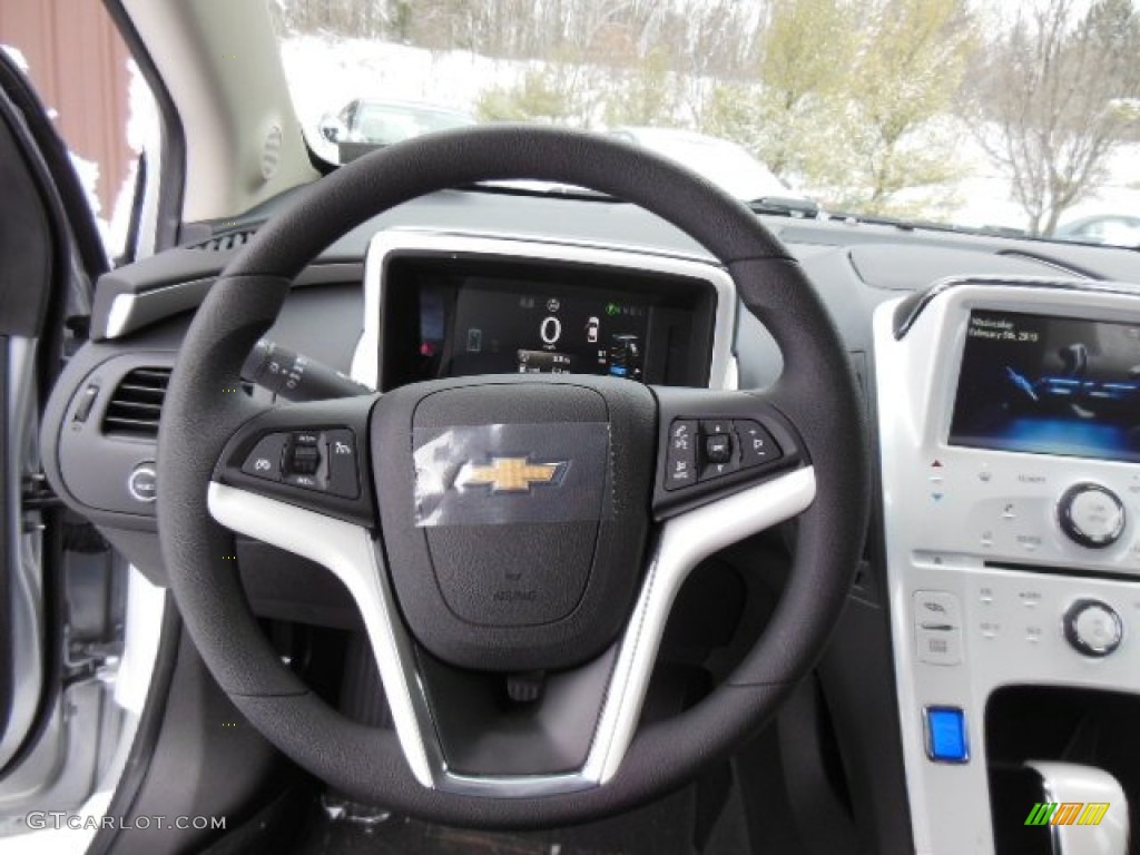 2013 Chevrolet Volt Standard Volt Model Jet Black/Ceramic White Accents Steering Wheel Photo #76913945