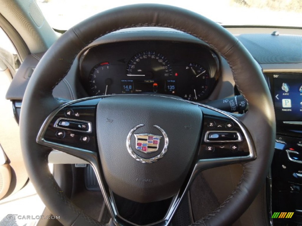 2013 Cadillac ATS 3.6L Luxury Light Platinum/Brownstone Accents Steering Wheel Photo #76914114