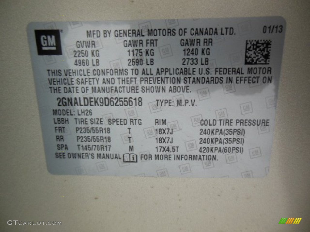 2013 Equinox LT - Champagne Silver Metallic / Jet Black photo #20