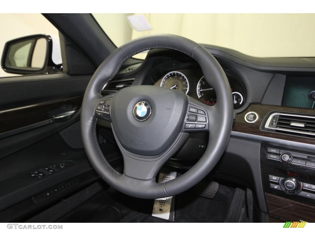 2010 BMW 7 Series 750i Sedan Black Nappa Leather Steering Wheel Photo #76914675