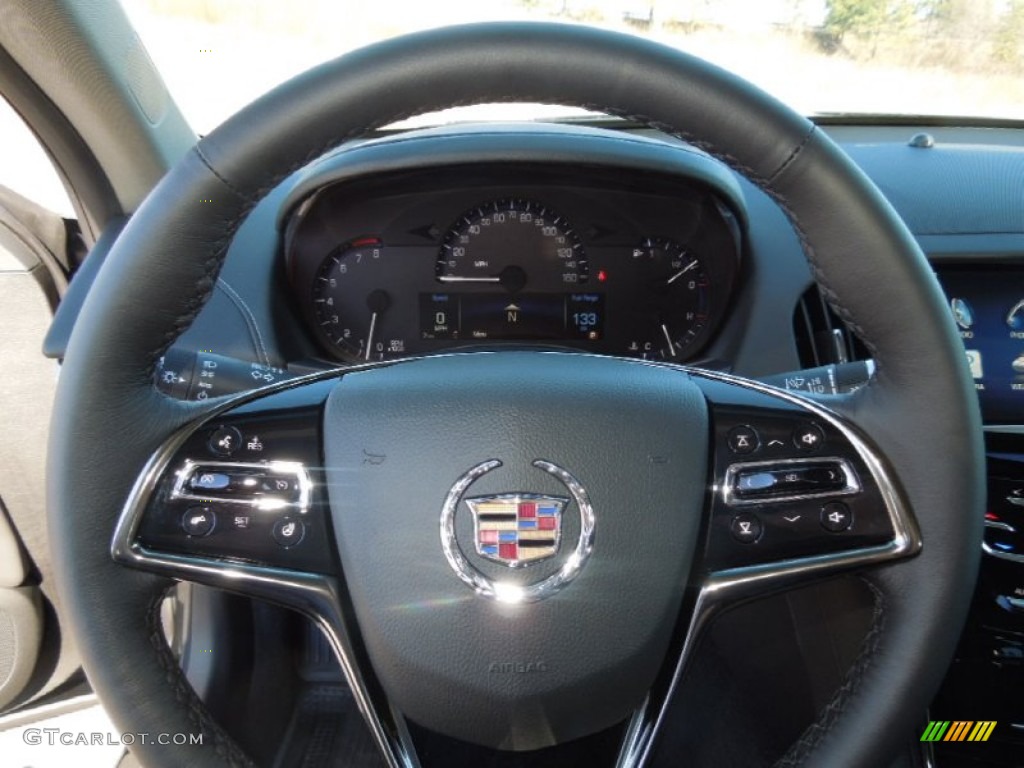 2013 Cadillac ATS 3.6L Luxury Jet Black/Jet Black Accents Steering Wheel Photo #76914742