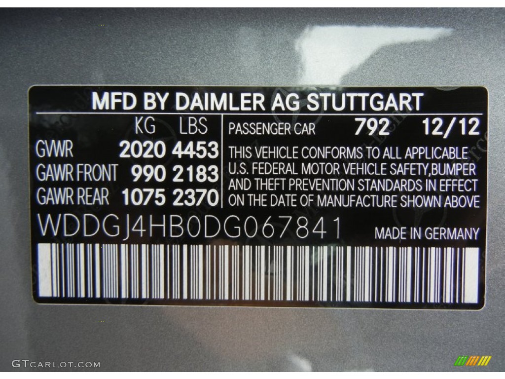 2013 C Color Code 792 for Palladium Silver Metallic Photo #76920388